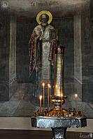 Icon of St. Nicholas of Myra and Church Candle Stand
