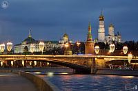 Festive Lights of Bolshoy Moskvoretsky Bridge & Moscow Kremlin