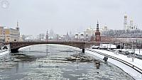 Bolshoy Moskvoretsky Bridge & Moscow Kremlin Towers in Snow