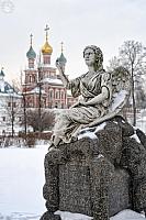 Olga Mravinskaya Grave and Intersession Church Covered Snow