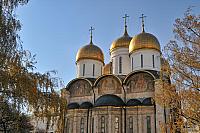 Golden Domes of Dormition Cathedral Framed by Golden Trees