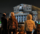 Kids Watching Spectacular Video Projections on Bolshoi Theater