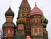 In front of spectacular towers of St. Basil’s