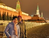 At the Kremlin Wall on Red Square in the Evening