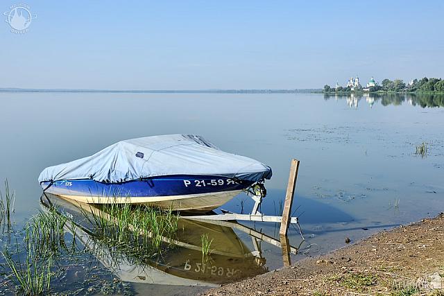 Covered Motorboat on the Shore of Lake Nero