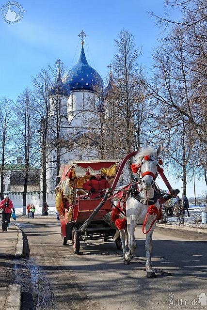 Horse-Drawn Carriage on Kremlevskaya st. against Nativity Cathedral