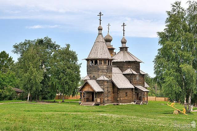 The Wooden Church of the Resurrection of Christ in a Summer Day