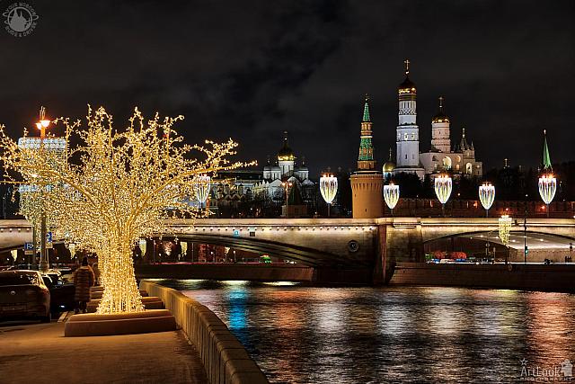 Moscow Kremlin Towers Framed by Paradise Tree