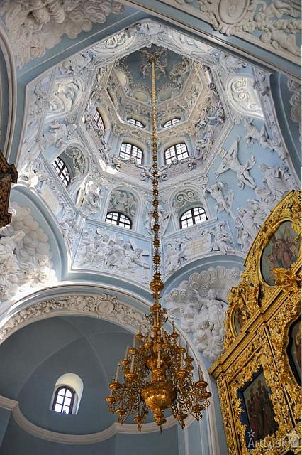 Hanging Chandelier under Vault of the Dome of Dubrovitsy Church