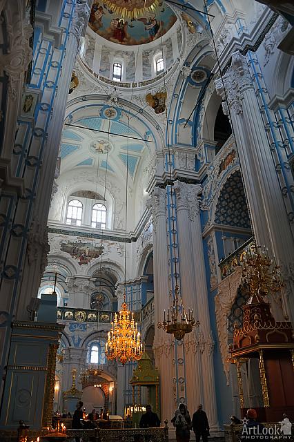 Blue and White Interior of Restored Resurrection Church (Side View)
