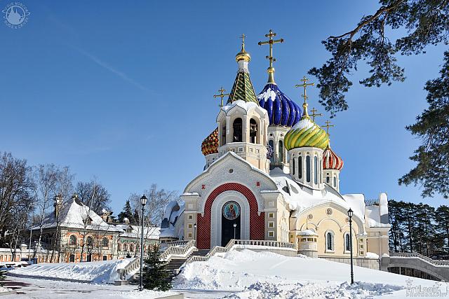 Holy Igor Church Framed by Tree in Winter (Angle View)