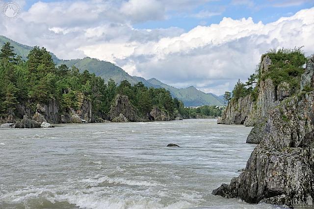Katun River Between Abrupt Rocks of Altai Mountains