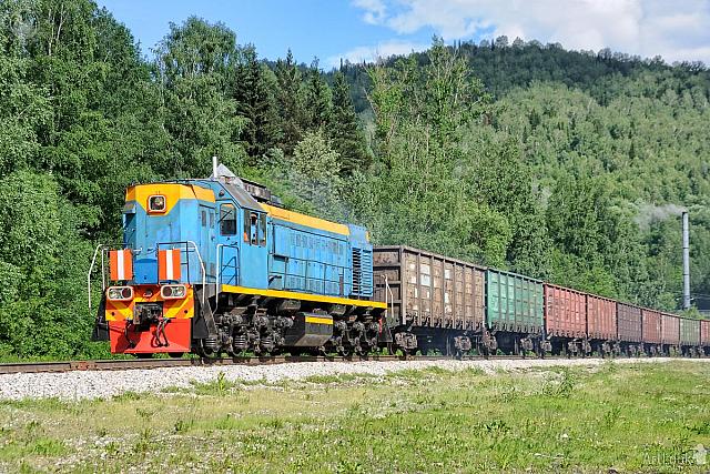 Diesel Locomotive with Freight Train in Mezhdurechensk