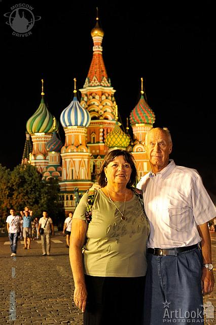 In front of St. Basil's Cathedral at Night