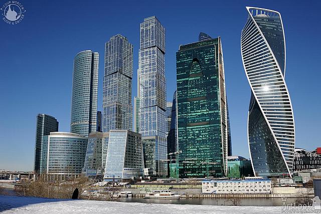 Moskva City Skyscrapers after Snowfall in Early Spring