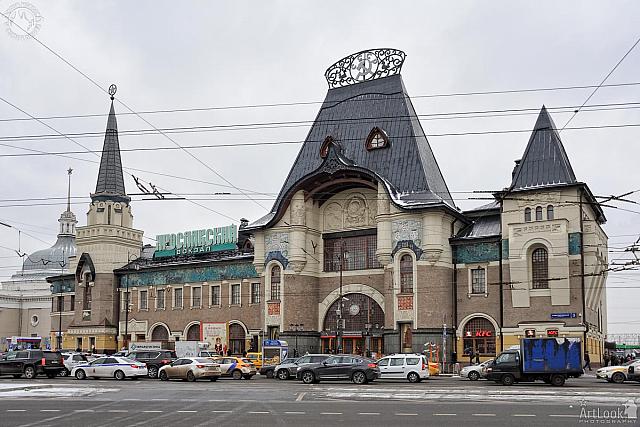 Facade of Yaroslavsky Railway Station on a Cloudy Winter Day
