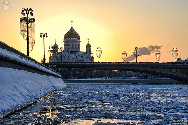 Winter Sunset Behind Christ the Savior Cathedral