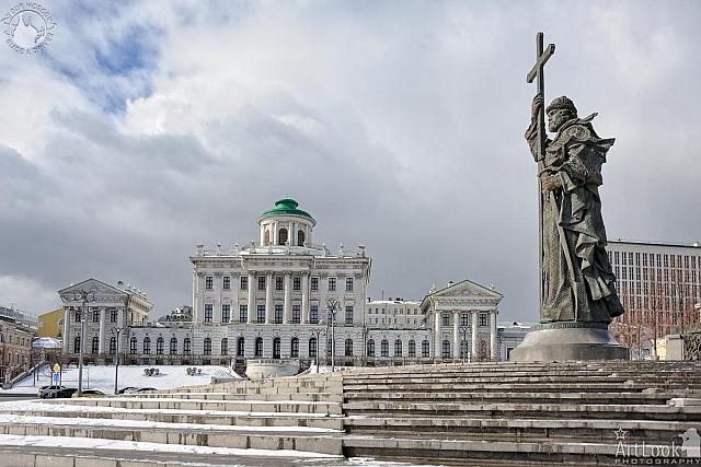 Prince Vladimir Monument and Pashkov House after Snowfall