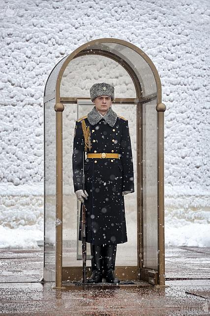 Honor Guard at the Tomb of Unknown Soldier in Heavy Snowfall