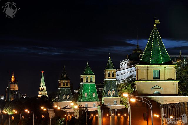 Moscow Kremlin Towers at Night