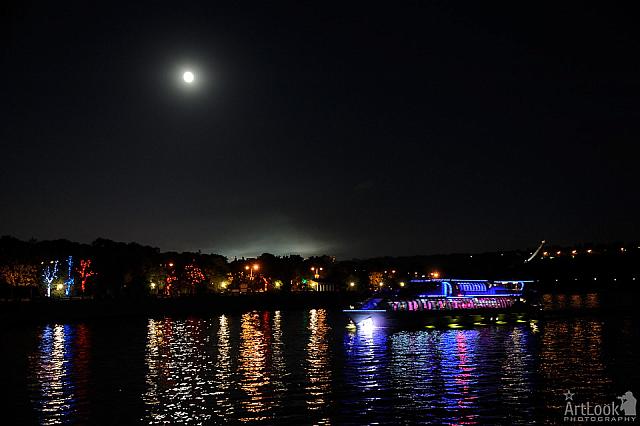 Moonlight and Radisson Cruise Ship on the Moscow River