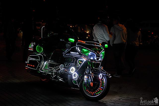 Awesome Honda Motorcycle with colorful LED lights at Sparrow Hills