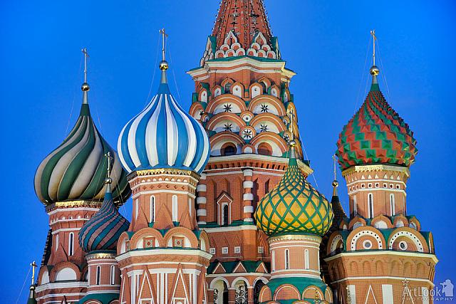 Colorful Cupolas of St. Basil’s Cathedral at Twilight