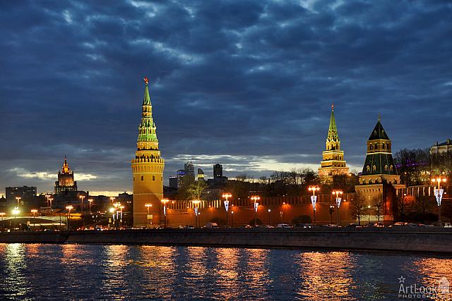 Clouds over Kremlin Towers in Twilight