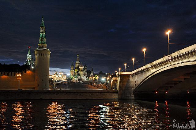 Lights of Old Moscow Against Darken Clouds at Summer Twilight