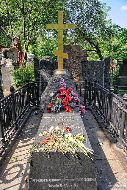 Grave of Nikolai Gogol (1809-1852) in Spring