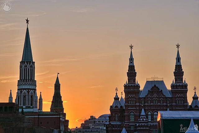 Towers on Red Square at Sunset