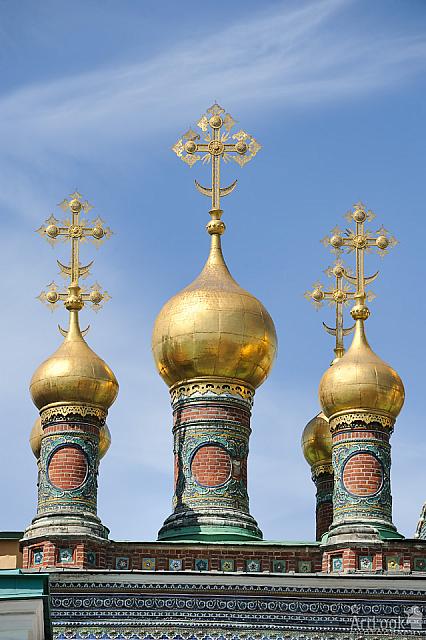 Golden Onion-Shape Domes with Crosses of Terem Churches