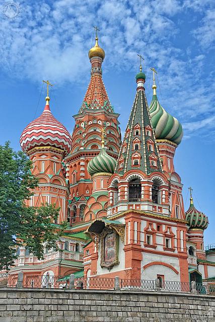 St. Basil’s Cathedral with Bell Tower Under Blue Sky