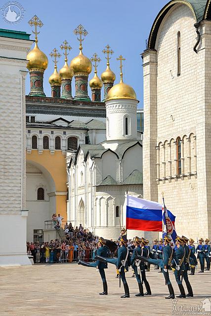 Honor Guard Marching with Kremlin Step on Cathedral Square