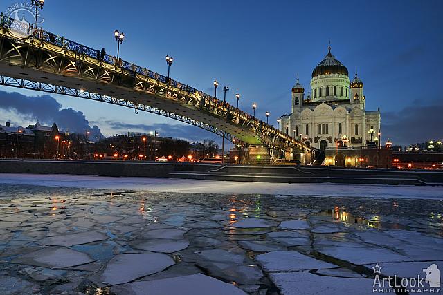 Winter Twilight over Christ the Savior Cathedral and Patriarchy Bridge