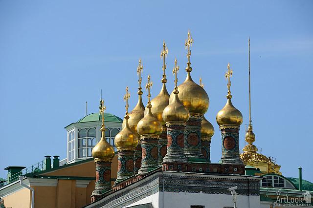 Golden Domes of Terem Churches in Moscow Kremlin