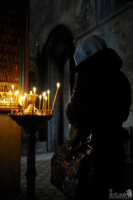 Woman in Pray - Nativity church in Zvenigorod