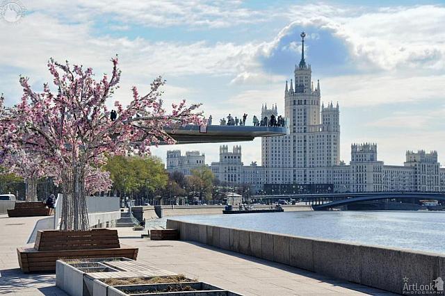 At Moskvoretskaya Embankment in Early Spring Sunny Morning