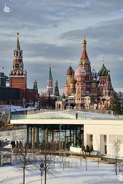 Modern Cafe Zaryadye and Ancient Moscow’s Landmarks in Winter