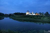 Twilight over Kamenka River and Suzdal Kremlin in Summer