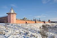 Monastery Walls and Towers at the High Bank of Kamenka River