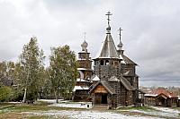 Russian Wooden Churches after the First Snowfall