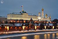 Festive Lights of Moscow Kremlin in Winter Twilight
