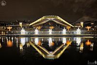 V-Shaped Floating Bridge and Pier of Zaryadye Park in New Year Night