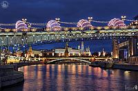 New Year Patriarchy Bridge and Moscow Kremlin in Blue Hour