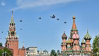 Helicopters Flying Between Spasskaya Tower and St. Basil’s