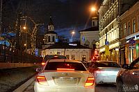 Traffic on Sretensky Boulevard at Twilight