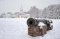 Cannon of the Petrine Epoch on Ascension Square in Snowfall