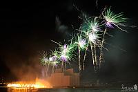 Colorful Palms over the Water and Fire - Fireworks at Krylatskoye