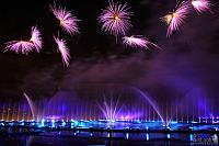 Flower Fireworks over Light Installations on the Water of Grebnoy Kanal